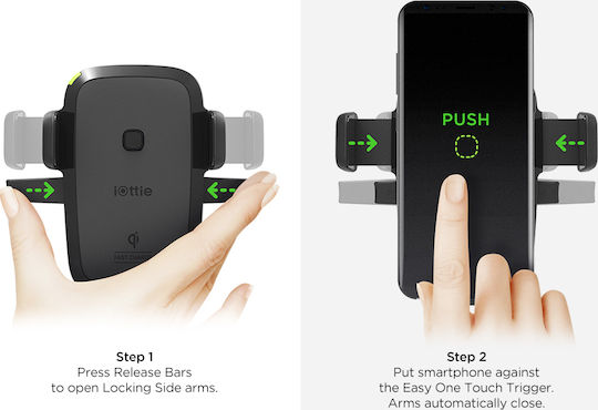 iOttie Βάση Κινητού Αυτοκινήτου Easy One Touch Wireless Fast Charging Dash & Winds με Ρυθμιζόμενα Άγκιστρα και Ασύρματη Φόρτιση