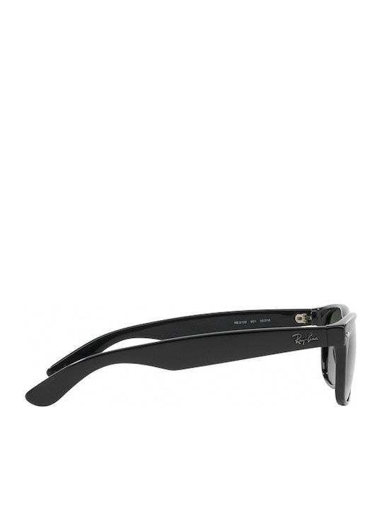 Ray Ban Wayfarer Unisex Sunglasses with Black Plastic Frame and Green Lens RB2132 901L