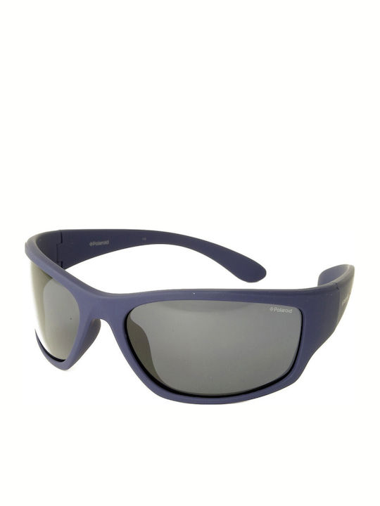 Polaroid Men's Sunglasses with Blue Plastic Frame and Black Polarized Lens PLD7005/S 863/C3
