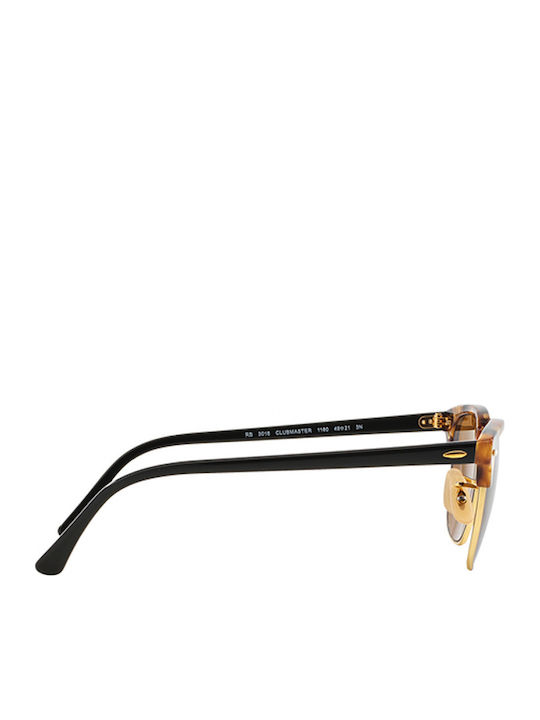 Ray Ban Clubmaster Unisex Sunglasses with Brown Tartaruga Plastic Frame and Brown Lens RB3016 1160