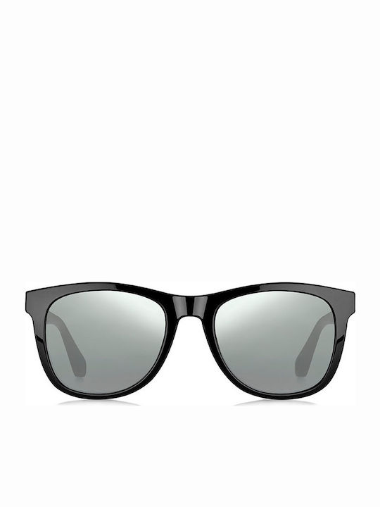 Tommy Hilfiger Men's Sunglasses with Black Plastic Frame and Silver Mirror Lens TH1559/S 807/T4