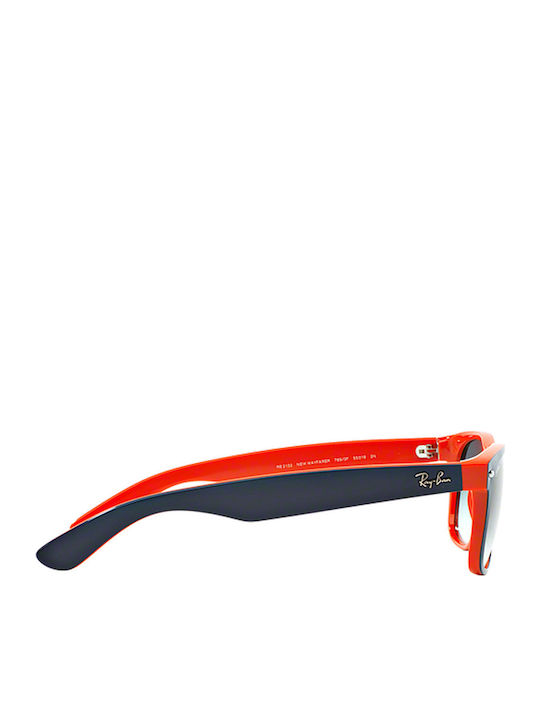 Ray Ban Wayfarer Unisex Sunglasses with Blue Plastic Frame and Light Blue Gradient Lens RB2132 789/3F