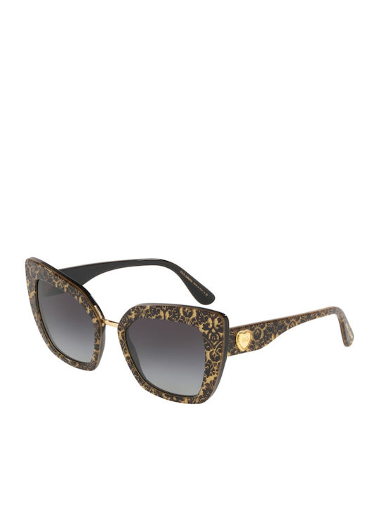 Dolce & Gabbana Women's Sunglasses with Brown Plastic Frame and Black Gradient Lens DG4359 32148G