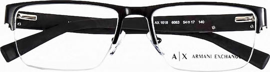 Armani Exchange Ανδρικός Μεταλλικός Σκελετός Γυαλιών σε Μαύρο Χρώμα AX1018 6063
