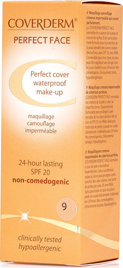 Coverderm Perfect Face Waterproof SPF20 Liquid Make Up 09 30ml