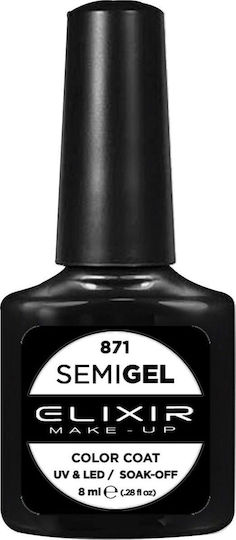 Elixir Semi Gel Ημιμόνιμο Βερνίκι Νυχιών 871 Milky White 8ml