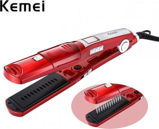 Kemei KM-3011 Hair Straightener with Steam and Ceramic Plates Ionic 65W