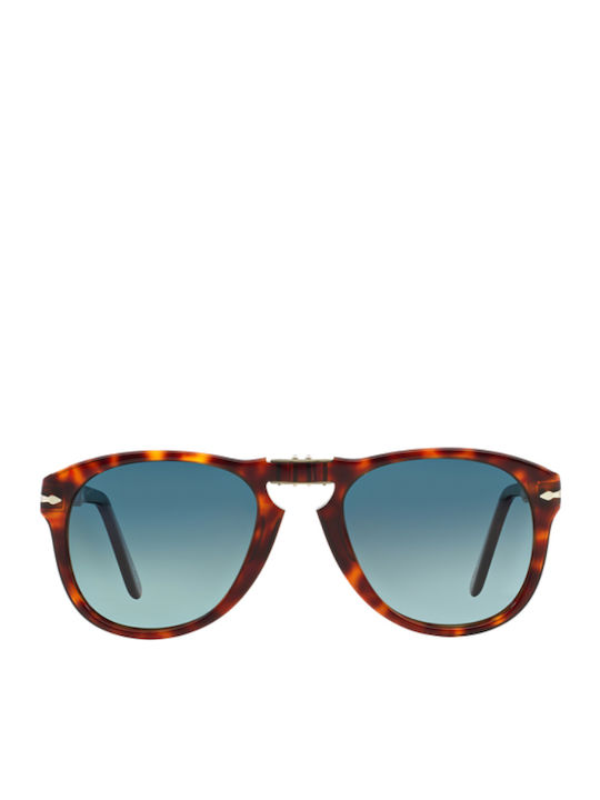 Persol Steve McQueen Мъжки Слънчеви Очила с Кафяв Костенурков Пластмасов Рамка и Сив Преливащ Лещи PO0714SM 24/S3