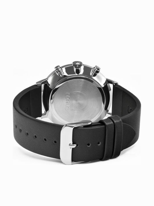Lorus Ανδρικό Ρολόι 43mm Χρονογράφος Μπαταρίας με Μαύρο Δερμάτινο Λουράκι