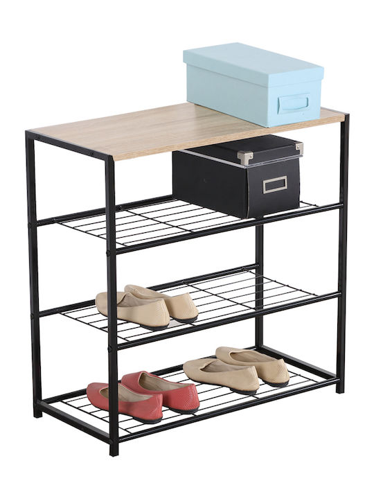 RAIL Wooden Shoe Organizer with 4 Shelves Black 63x30x63cm