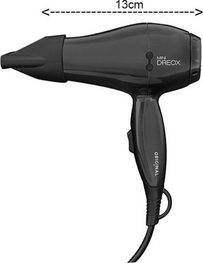 Sibel Dreox Compact Mini Йоничен Професионален Сешоар 1000W Черен