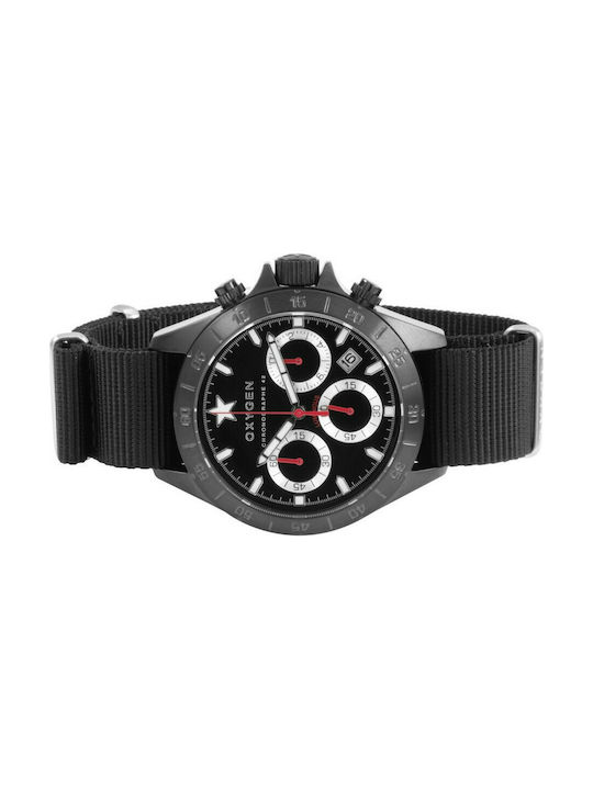 Oxygen-Watch Watch Chronograph Battery with Black Fabric Strap EX-C-REC-42-NN-BL