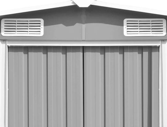 Metal Galvanizat Depozit de grădină Gri cu ușă dublă și ventilație M2.57xL4.97xH1.78m