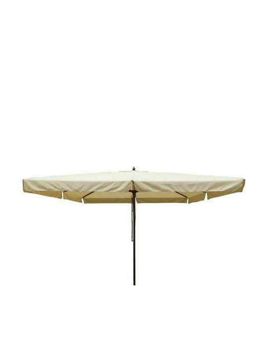Professioneller Quadratischer Holz-Garten- und Terrassen-Sonnenschirm Beige 4x4m