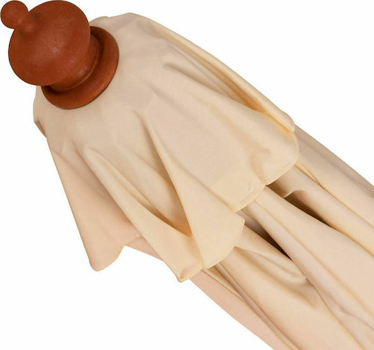 Professional Round Wooden Parasol Waller Beige Φ3xH2.3m