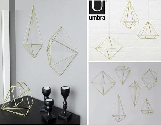 Umbra 3D Декоративно Стенно Геометрични Форми Златисто От Метал 6 Бройки