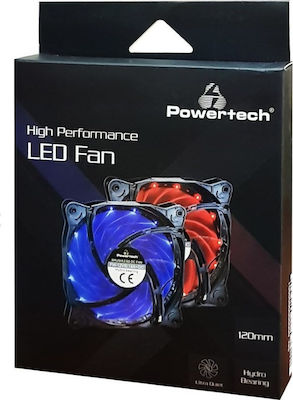 Powertech PT-908 Case Fan 120mm με Κόκκινο Φωτισμό και Σύνδεση 3-Pin