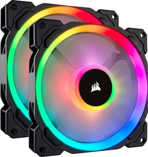 Corsair LL140 Dual Light Loop Case Fan (1300rpm / 51.5cfm) με RGB Φωτισμό και Σύνδεση 4-Pin PWM 2τμχ