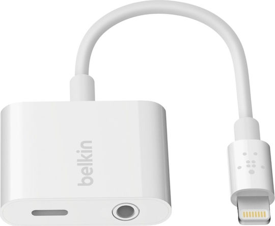 Belkin Μετατροπέας Lightning male σε 3.5mm / Lightning female Λευκό 1τμχ F8J212btWHT