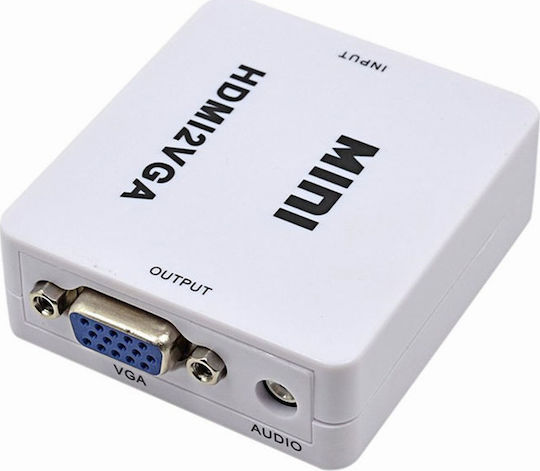 Powertech Converter HDMI female to 3.5mm / VGA female White 1pcs (CAB-H073)