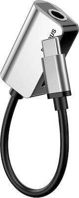 Baseus L40 Convertor USB-C masculin în 3.5mm / USB-C feminin Argint