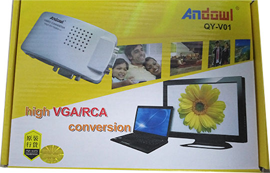 Andowl Qyv01 VGA Converter Female To RCA S-Video VGA Female Silver