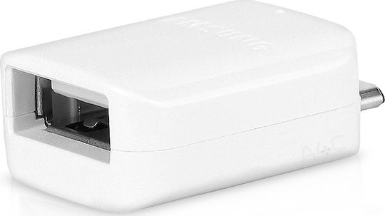 Samsung Μετατροπέας micro USB male σε USB-A female Λευκό 1τμχ GH96-09728A
