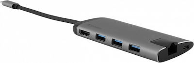 Verbatim USB-C Stație de andocare cu HDMI 4K PD Ethernet Gri (49142)