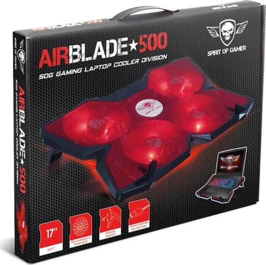 Spirit of Gamer Air Blade 500 Cooling Pad for Laptop up to 17.3" with 4 Fan and Lighting Red