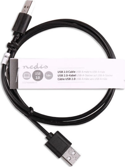 Nedis USB 2.0 Kabel USB-A-Stecker - USB-A-Stecker Schwarz 1m CCGT60000BK10