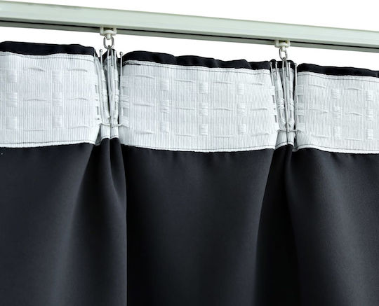 vidaXL Set Perdele Opace Cu Coafură Neagră 140x245 cm