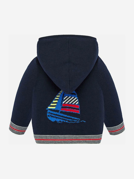 Mayoral Kids Cardigan Knitted with Hood Navy Blue