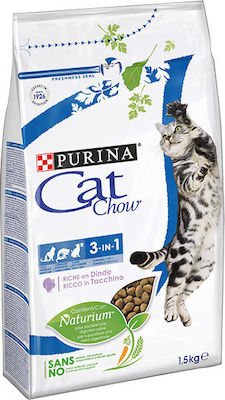 Purina Cat Chow 3in1 Trockenfutter für erwachsene Katzen mit Türkei 1.5kg