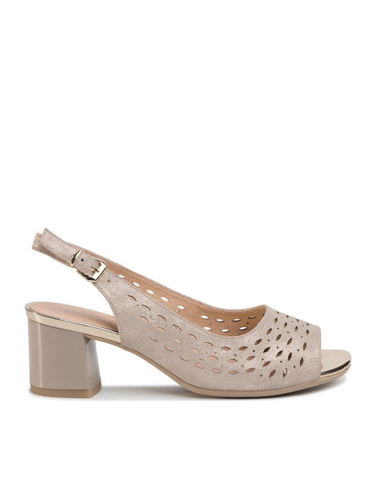 Caprice Pumps mit Chunky mittelhohem Absatz Beige