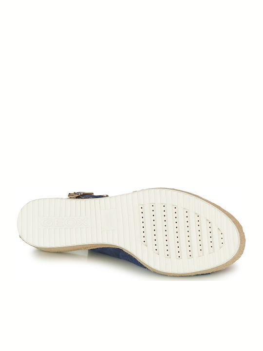 D Ponza Women's Suede Peep Toe Platforms Blue