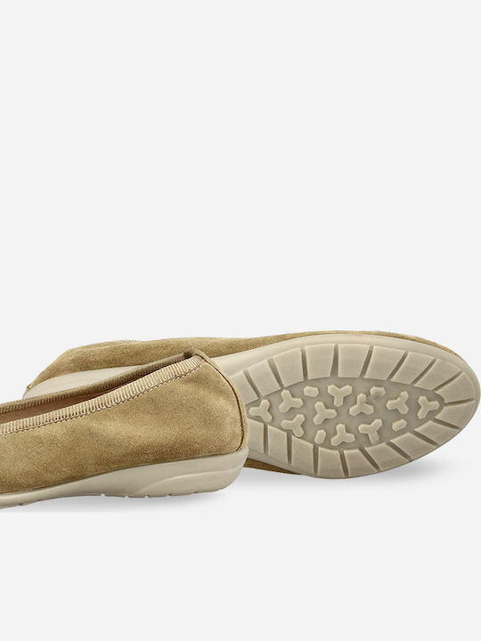 Suede Γυναικείες Μπαλαρίνες σε Μπεζ Χρώμα