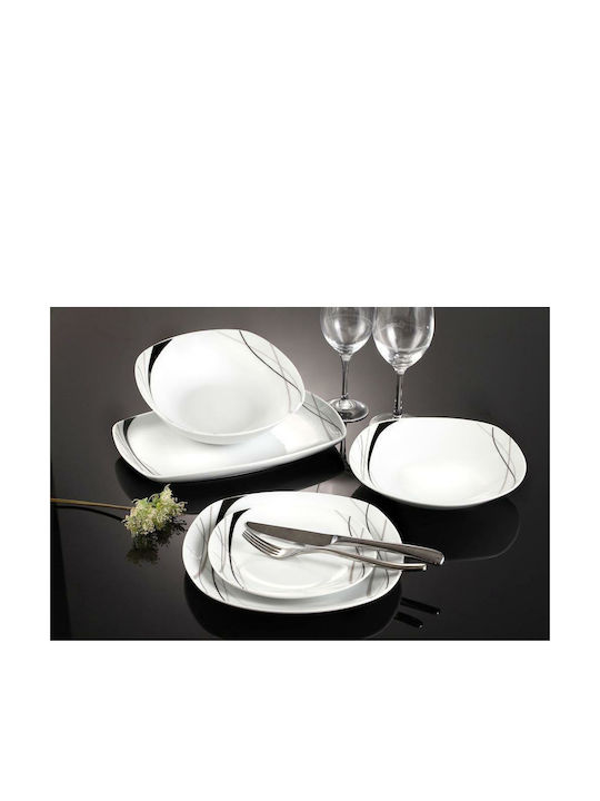 Ankor Σερβίτσιο Φαγητού Porcelain Dinnerware Set με Μαύρο/Γκρι Σχέδιο 20pcs