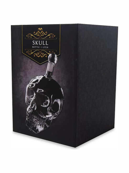 Mikamax Skull Glas Karaffe zum Servieren Whiskey 22.5cm mit Verschluss Transparent 1000ml 1Stück