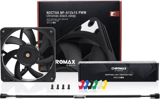Noctua NF-A12x15 Chromax.Black.Swap Case Fan 120mm (1850rpm / 55.44cfm) Χωρίς Led Φωτισμό και Σύνδεση 4-Pin PWM