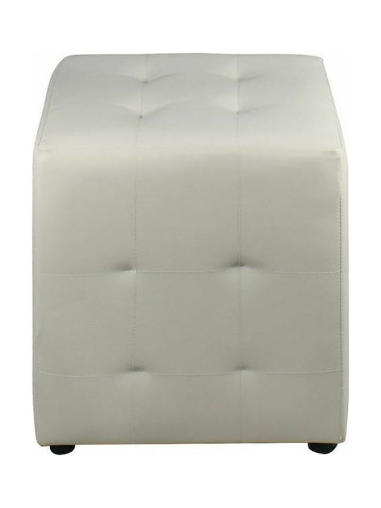 Stool For Living Room Upholstered with Leatherette Cony Ecru 37x37x42cm