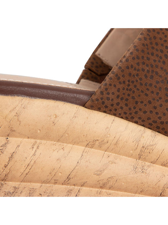 D Primula D Women's Leather Platform Wedge Sandals Brown