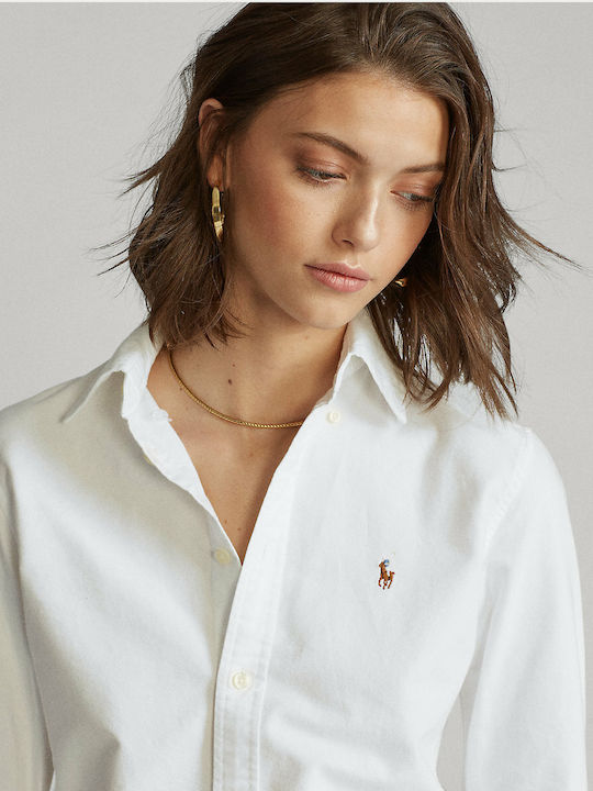 Women's Pique Monochrome Long Sleeve Shirt White