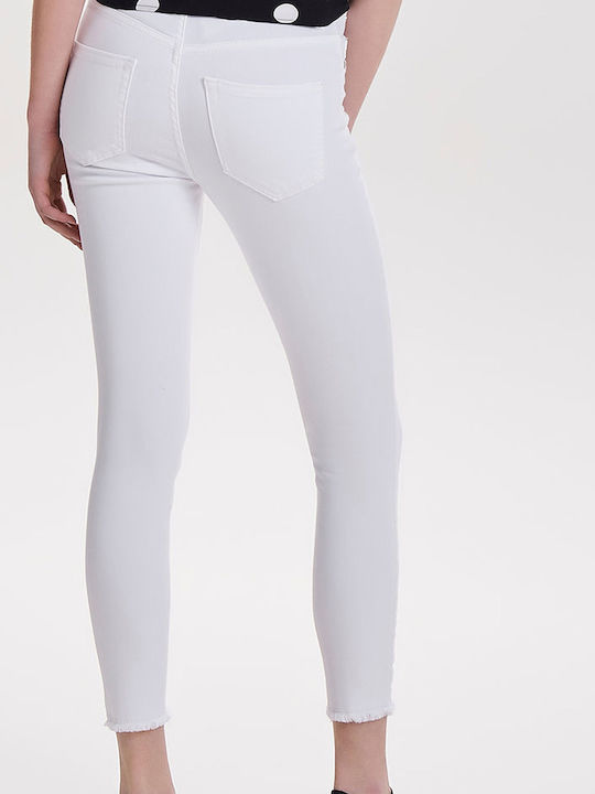 Blush High Waist Women's Jean Trousers in Skinny Fit White