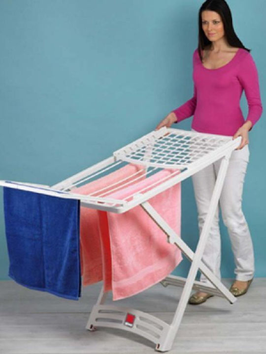Gimi Zaffiro Folding Floor Clothes Drying Rack for Balcony Plastic with Wheels with Hanging Length 20m