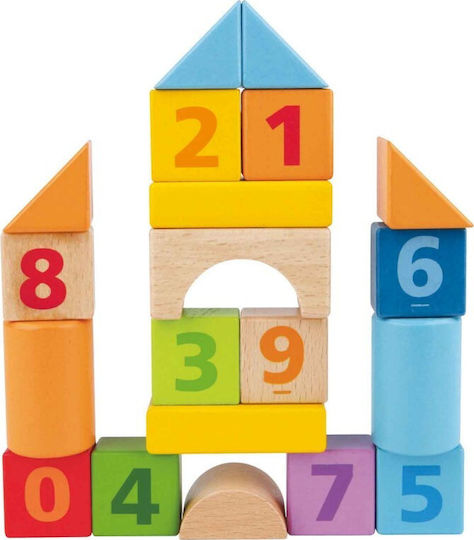 Hape Εκπαιδευτικά Τουβλάκια Beech Block Count N' Build Ξύλινα για 1+ Έτους 20τμχ