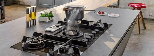 Elica Nikolatesla Flame GR/A/88 Gas Cooktop Autonomous with Hood 88x51εκ. Gray