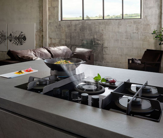 Elica Nikolatesla Flame GR/A/88 Gas Cooktop Autonomous with Hood 88x51εκ. Gray