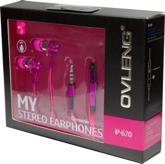 Ovleng iP670 In-ear Handsfree with 3.5mm Connector Pink