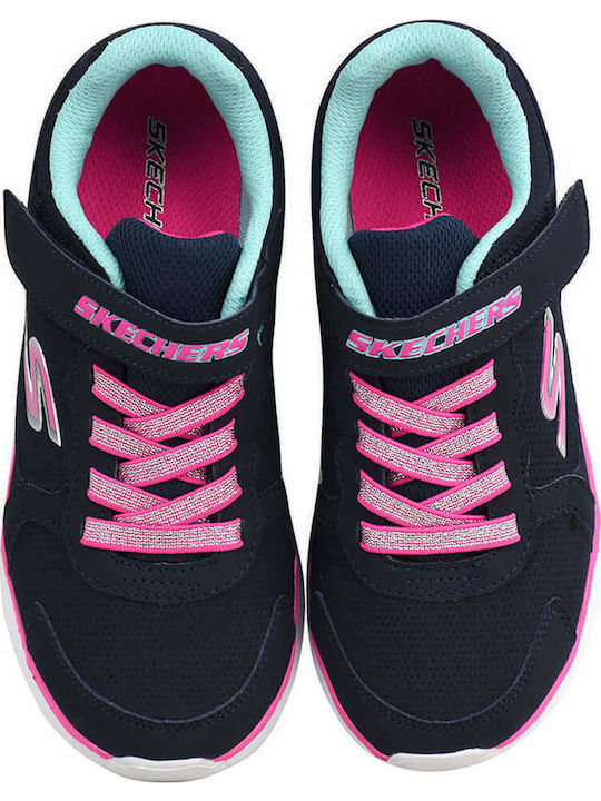 Flat Gore & Strap Αθλητικά Παιδικά Παπούτσια Running με Σκρατς Μαύρα