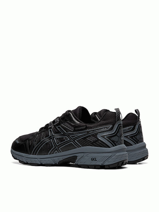 Gel Venture 7 GS WP Wasserdicht Kinder Sportschuhe Laufen mit Schnürsenkeln Schwarz